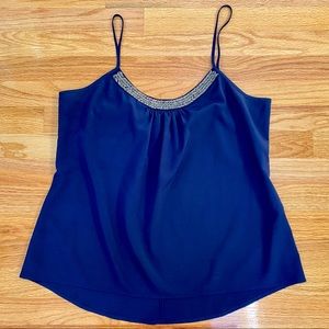 Navy Blue Beaded Tank Top